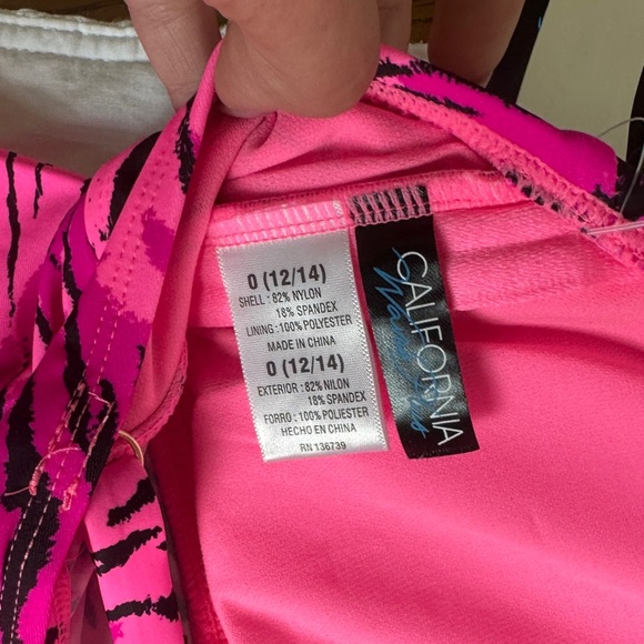 California Waves Animal Print Tankini Swimsuit V-Wire Padded Strappy NWT - Picture 14 of 17